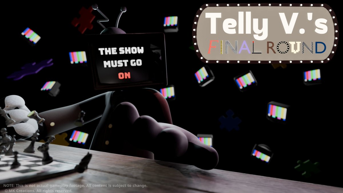 RealMKCreations's tweet photo. The first teaser for the upcoming game:
Telly V.’s Final Round 📺
The beloved character from Joy Land Chapter 1 is getting his very own game!

I’ll be working my ass off on this game to bring you the best experience possible!!!
Stay tuned for more info :) https://t.co/8SdkjDZQKC