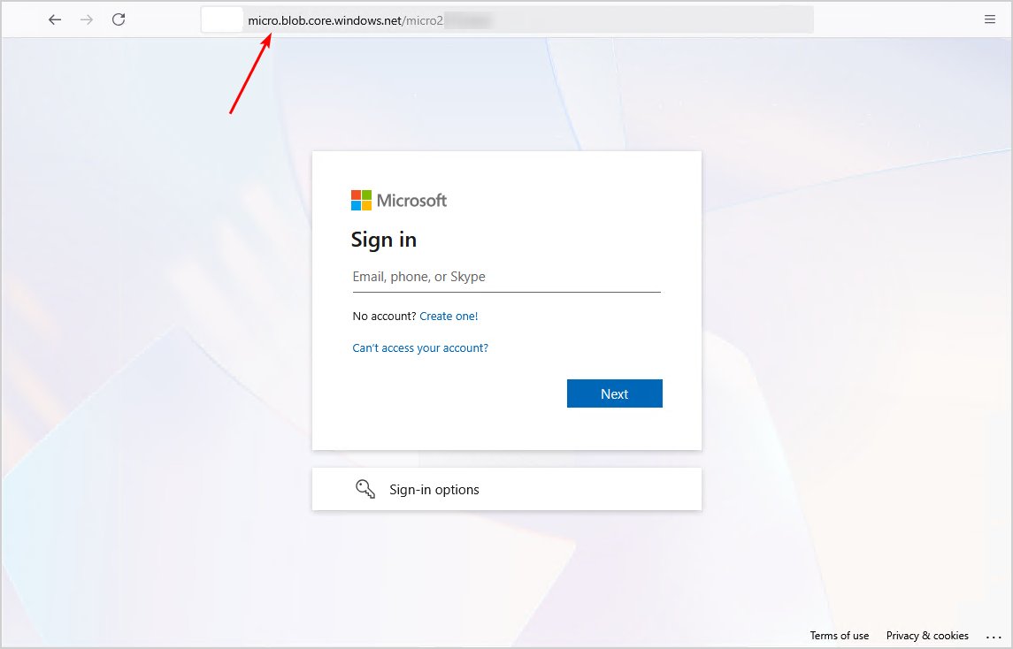 ATTENTION: Phishing Attack Uses Azure Blob Storage to Impersonate Microsoft!

Attackers have found a new method to trick end users into logging in to a malicious login page, intercepting tokens, and infiltrating the tenant.

What makes this particularly sneaky is that they are
