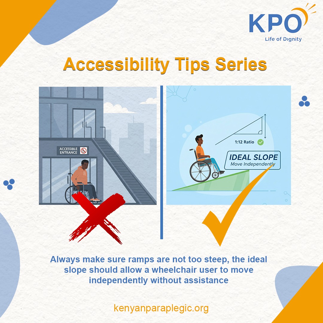 KPOKENYA's tweet photo. Ramp Rule #1: Not too steep! π«β
For true independence, ideal ramp slopes (like the 1:12 ratio) are non-negotiable. It's all about #LifeOfDignity!
Join KPO in advocating for better access.
#Accessibility #Kpokenya #AccessibilityTips #InclusiveSpaces #WheelchairLife https://t.co/EXZXrYxWmJ