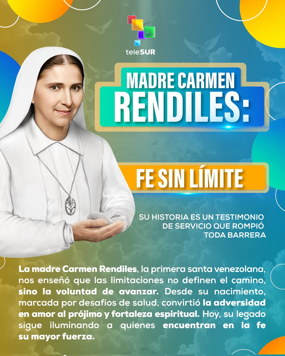 guiatucuerpotls's tweet photo. Carmen Elena Rendiles Martínez, nació en caracas en 1903, sin su brazo izquierdo. Esa diferencia, que muchos vieron como un límite, se convirtió en su mayor fuerza. Aunque le negaron el ingreso a varios conventos, nunca renunció a su vocación.
#Carmen #conventos #vocacion https://t.co/Lqg4mtMqNn
