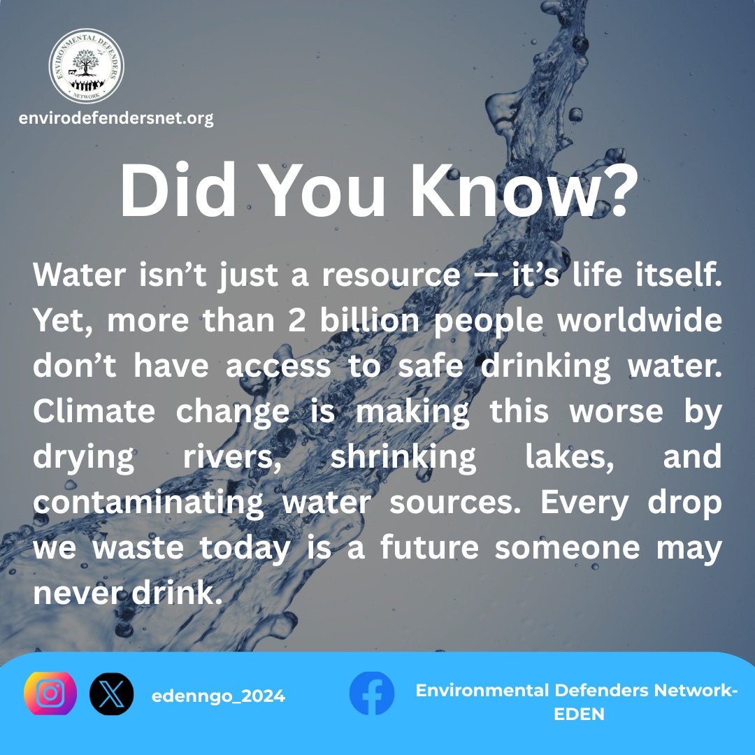 edenngo_2024's tweet photo. Every sip counts.
While many of us turn on the tap without a second thought, millions around the world face a daily struggle for clean water. Climate change is turning this struggle into a crisis.
Water isn’t endless — it needs our protection.
#Water4All
#SaveWater https://t.co/LbYWTcwoSc