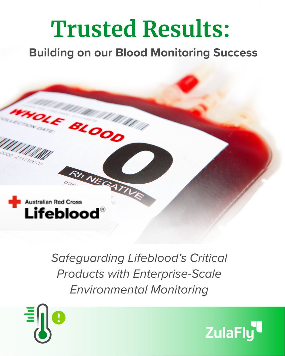 ZulaFly is proud to support Australian Red Cross Lifeblood with an enterprise visibility platform that protects critical blood products across 99 locations and 900+ devices.

zulafly.com/resources-zula… 

#EnvironmentalMonitoring #HealthcareTechnology #PatientSafety #Compliance