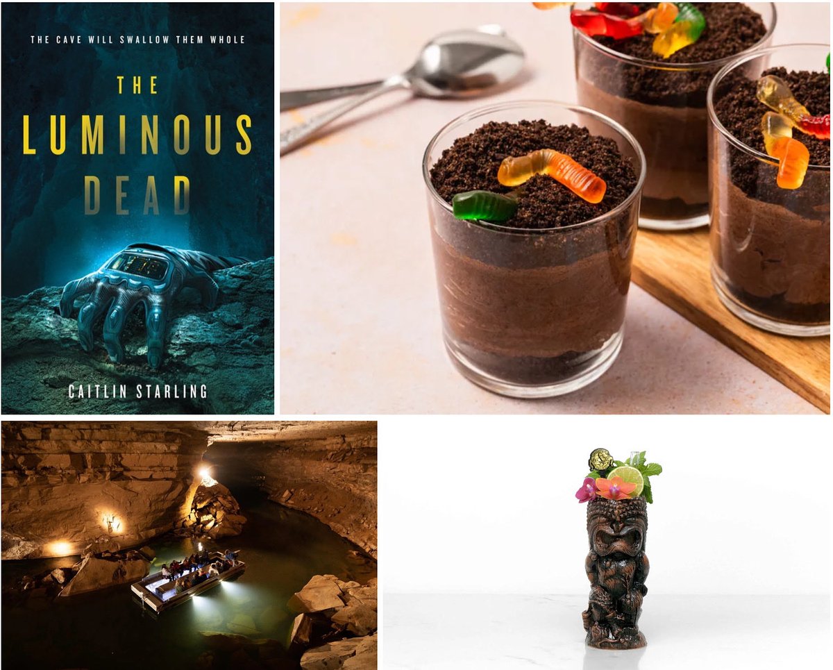 MelaniRedmiles's tweet photo. October at RED means lights down, drinks poured, and a dive into stories that make your heart race. READ The Luminous Dead, EAT dirt cups, DRINKThe Expedition (a coffee liqueur cocktail) for the full experience. Happy Reading Eating and Drinking! link in bio.#books #SciFiHorror https://t.co/RfhyDndL0W