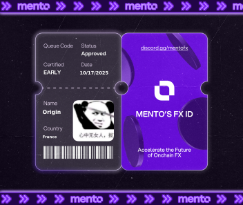 Licensed to trade the internet’s FX layer. 

Claimed my FX ID on discord.gg/mentofx 

 every currency, onchain with <a href="/MentoLabs/">Mento (fx/acc)</a>