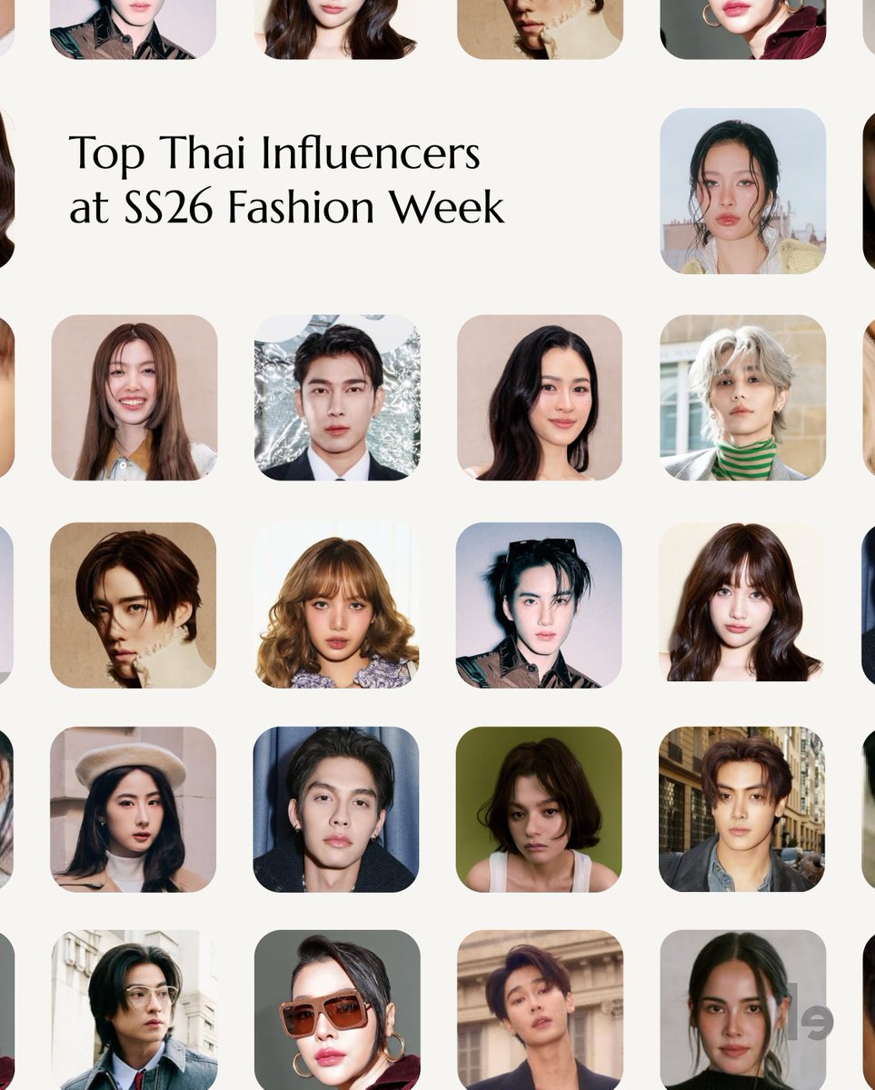 lefty_io's tweet image. Top Thai #Influencers at #SS26 🇹🇭
Discover full list now: lefty.io/blog/top-thai-…
1⃣ #OrmKornnaphat
2⃣ #LinglingKwong
3⃣ #Lisa
4⃣ #Panly
5⃣ #FreenSarocha
6⃣ #ppkritt
7⃣ #Faye
8⃣ #Beccca
9⃣ #JeffSatur
🔟 #Bright
1⃣1⃣ #MewSuppasit
1⃣2⃣ #Urassaya