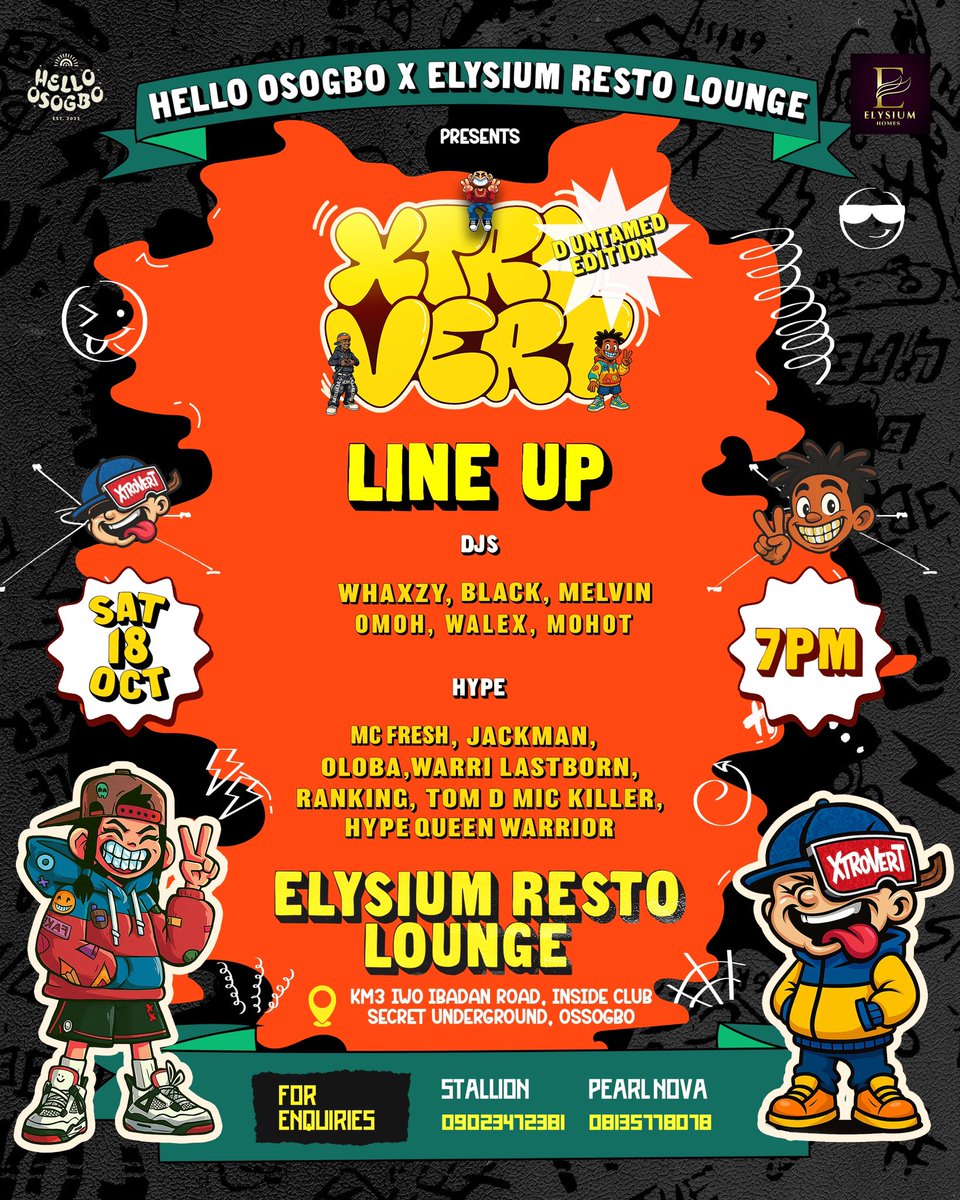 1 DAY TO GO 🚨
From now, it’s hours and dopamine rushes.
XTROVERT is where the city comes alive 🌙🔥

📅 TOMORROW | OCTOBER 18TH
📍 ELYSIUM RESTO LOUNGE
⏰ 7PM till the last beat drops

#XTROVERTsss #DUntamed #1DayToGo #WeBackOutside #UnfilteredVibes