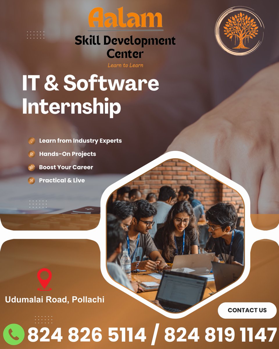 AalamCenter's tweet image. #TechInterns
#FutureCoders
#ITCareerGoals
#DigitalInnovation
#CodeAndCreate
#LearnTechSkills
#SouthIndiaInnovation
#PollachiTechVibes
#MaduraiTechLife
#CareerInTech