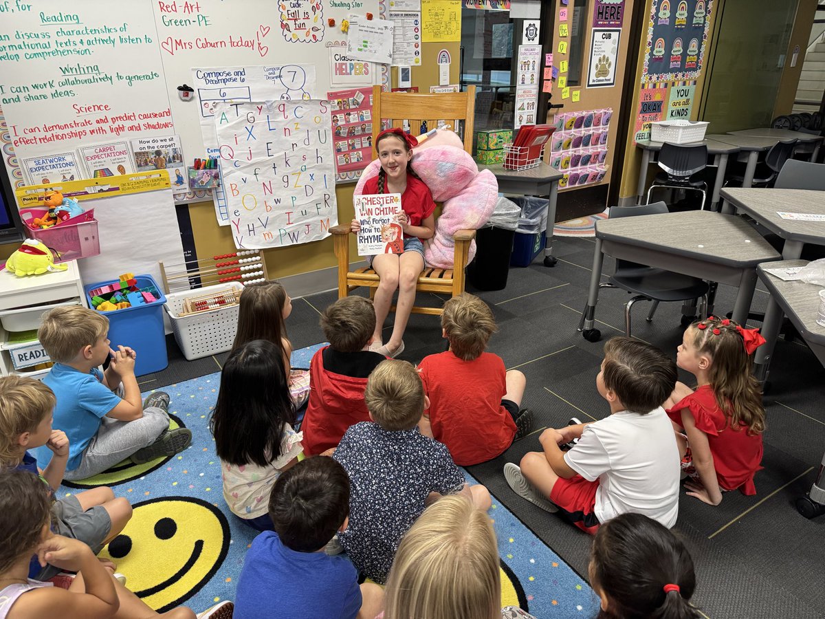 It’s Fri-Yay, and that means Library Ambassador read aloud day! thank you so much to our sweet Library Ambassador Emilia for coming to read with us! So proud of this big cub!  <a href="/canSTEM/">Cannon Cubs</a> #CanKinder #KinderCubs #BeCannonProud 🐻🫶🏼📖