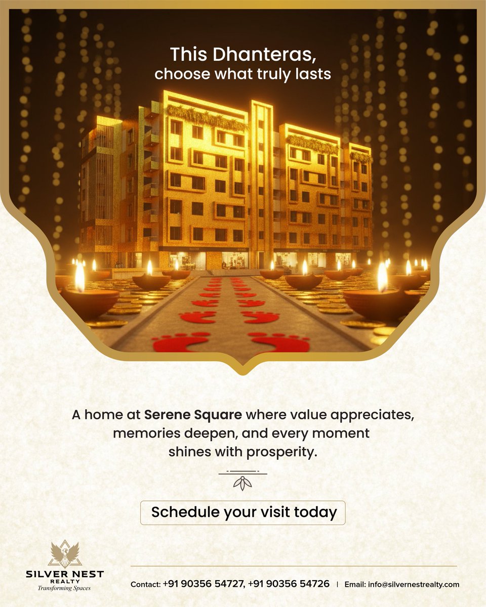 silver41886's tweet image. Prosperity isn’t just about gold or silver It’s about choosing what lasts value, memories, and peace of mind. Silvernest wishes you a Dhanteras 
filled with joy, growth, and grace
.
.
#dhanteras #silvernest #hublihomes #gokulroadhubli 
#premiumapartments #serenesquare