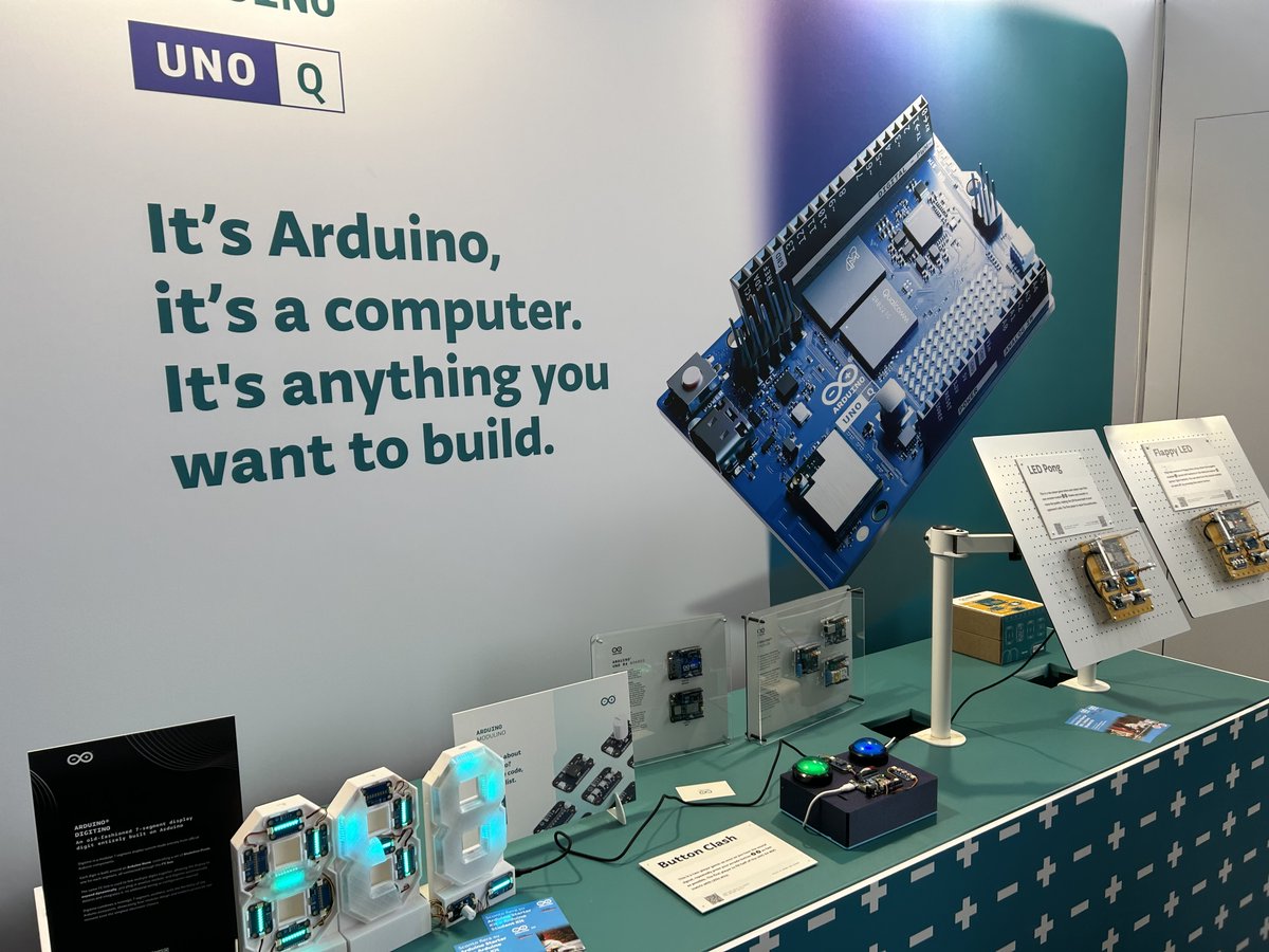 arduino's tweet image. 💥 A special debut for the UNO Q! 💥

Be among the first to see and go hands-on with our brand-new board at #MFR2025: blog.arduino.cc/2025/10/14/mee…