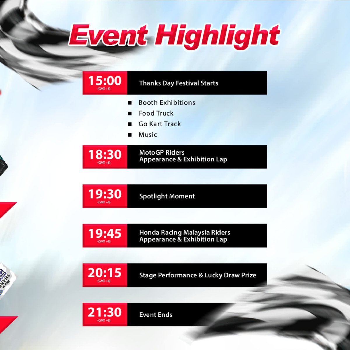 Stepledius's tweet photo. Yang mana free 22 Oct nanti, jom datang event HONDA THANKS DAY 2025! Rider Motor GP ada datang nanti and ada banyak activiti menarik. 

⏰ 3.00-930 PM
📍 LYL International Karting Circuit, Sg Long Selangor

Register sini
https://t.co/2gG0FutxZ3

#HondaThanksDay #HondaMotorcycleMY https://t.co/WZ3IrNXIg7