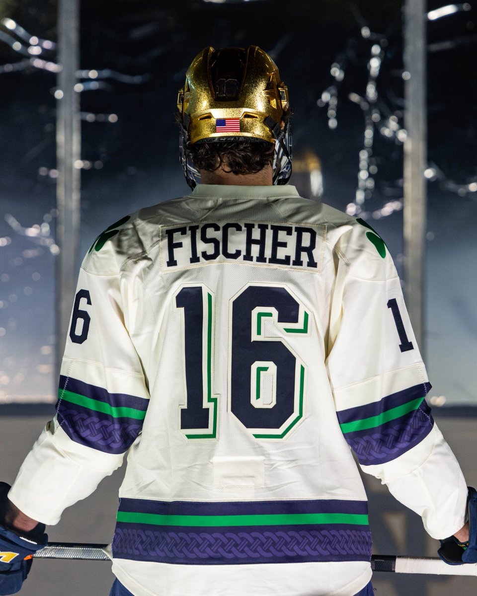 NDHockey's tweet photo. Bringing the heat to the ice with these new sweaters 🔥🥶

#GoIrish https://t.co/mUUPL40FW5