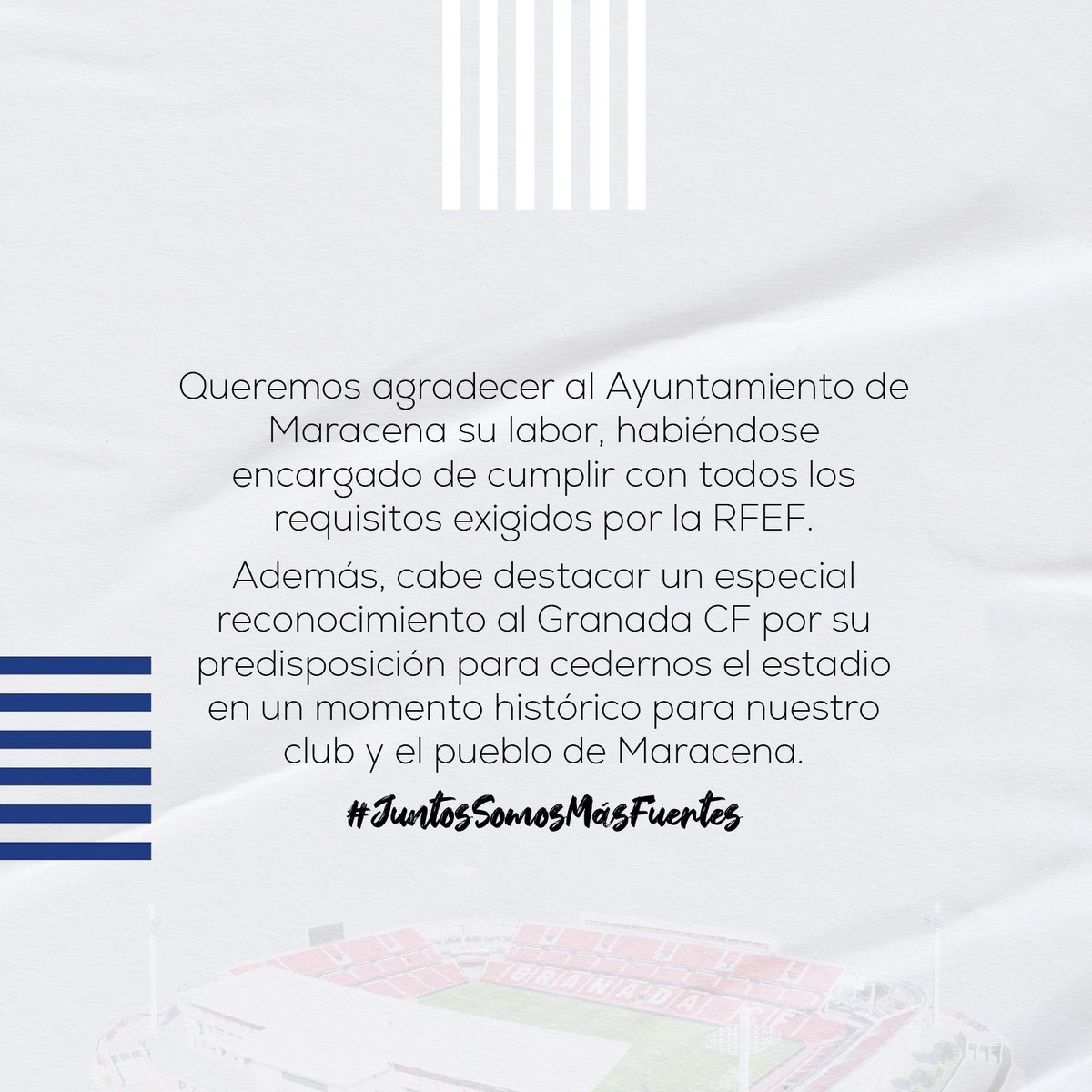 💙🤍 COMUNICADO OFICIAL | Partido de Copa del Rey

En las próximas horas lanzaremos a las redes sociales toda la información referente a la compra de entradas.

#JuntosSomosMasFuertes