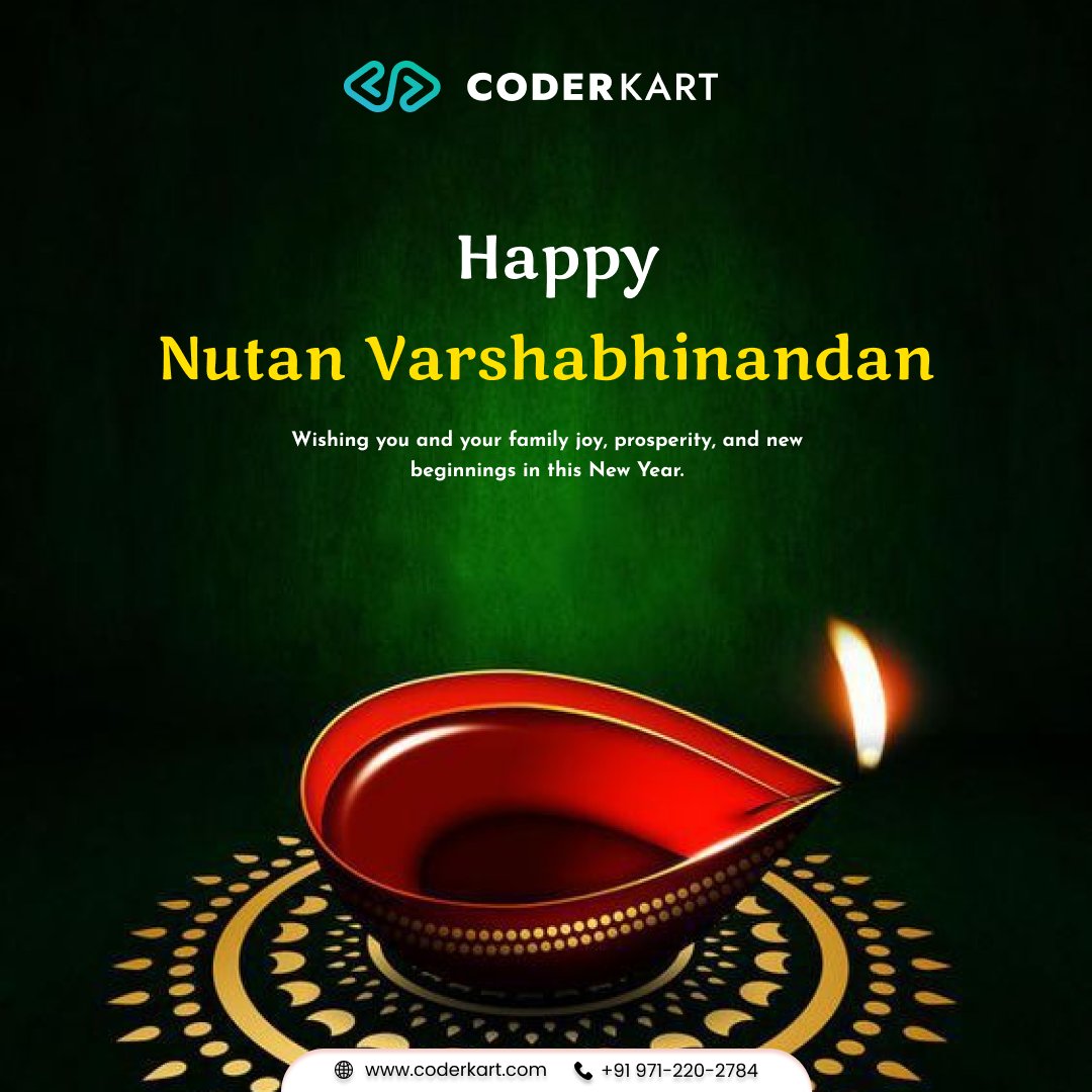 coderkart's tweet image. Happy Nutan Varshabhinandan! Wishing you a bright, prosperous, and successful New Year. May all your dreams come true! Warm wishes from Coderkart Company. 🥳