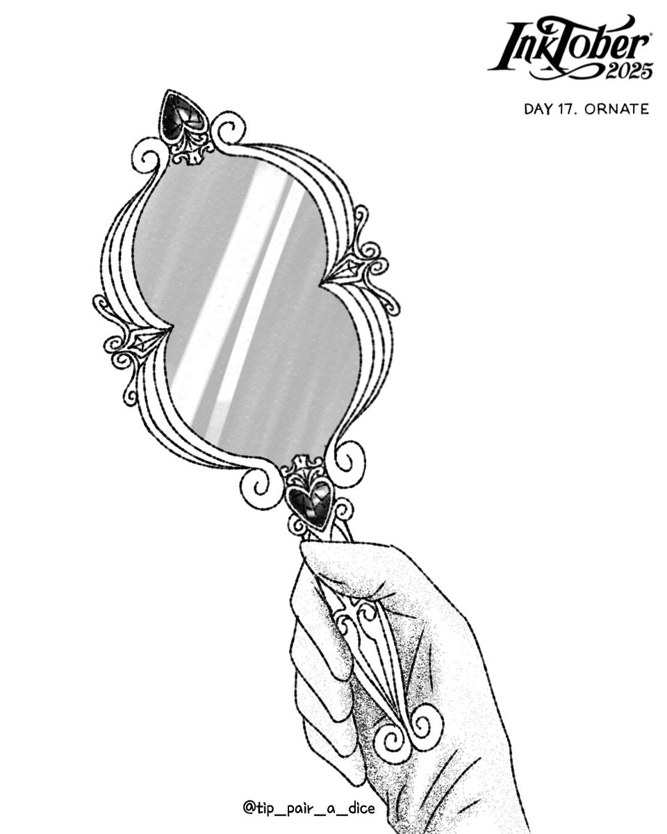 tip_pair_a_dice's tweet image. Ornate 

#Inktober2025 #handmirror #ornate