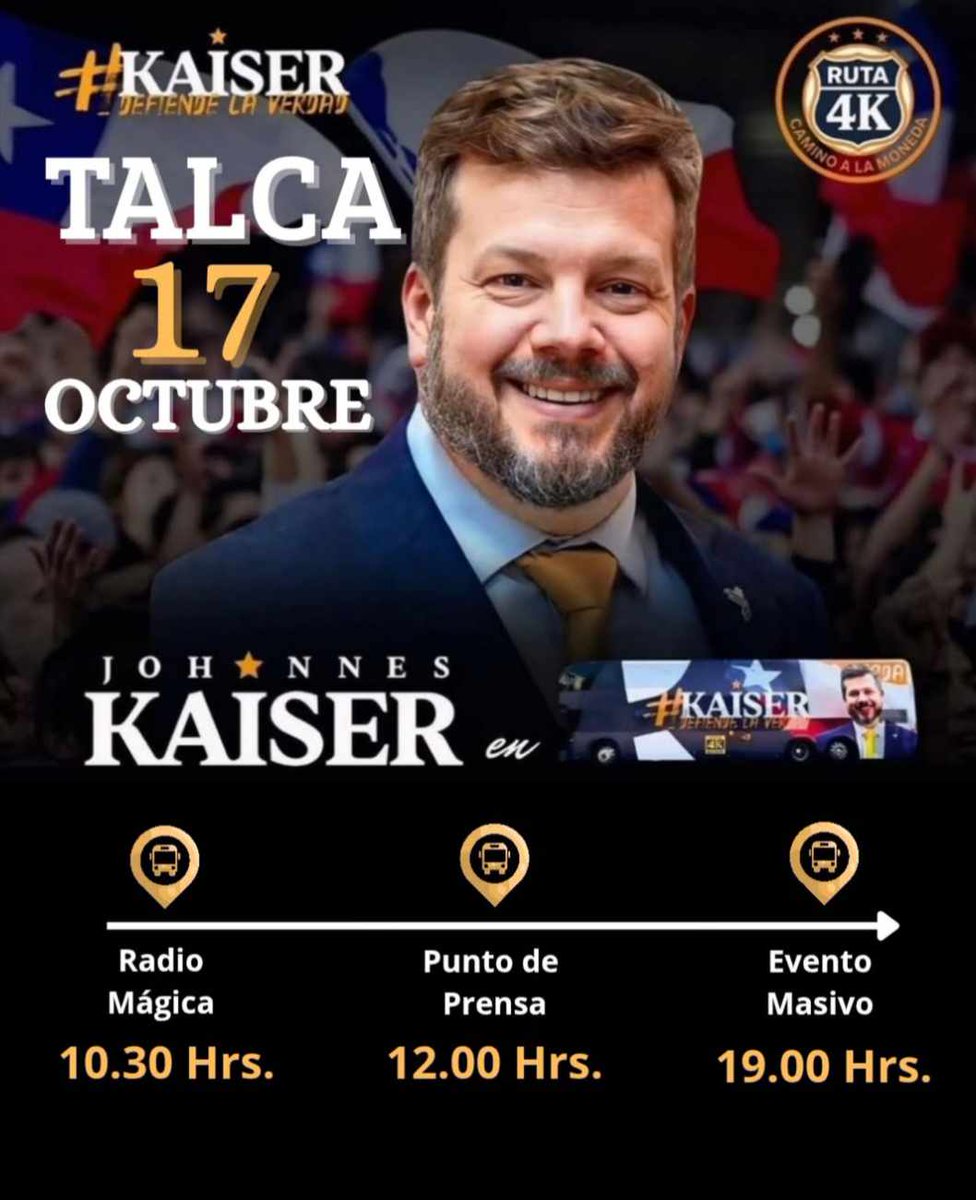 Kaylenelmejor's tweet photo. EN LA RUTA 4K🔥 @ruta.4k
El camino a La Moneda se inicia aquí. 🇨🇱

Juntos recorreremos todo Chile para cocrear el Chile que queremos. 💪

#Ruta4k #Kaiserpresidente #Kaisermania #4k
Grupo De Whatsapp  Johannes Káiser Presidente 🇨🇱 https://t.co/slqfFzfe4V https://t.co/K5IeL1lkr1