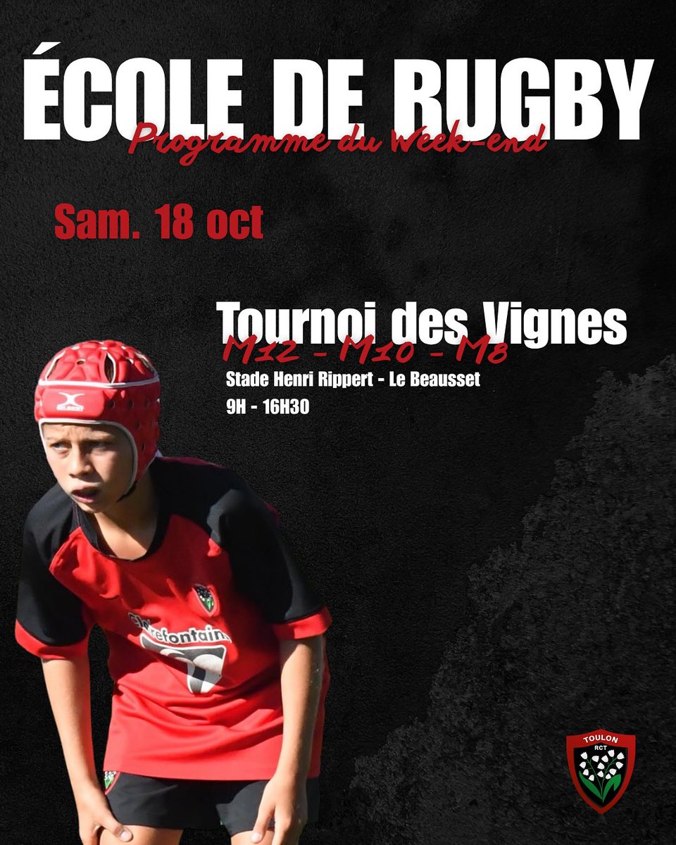 Du monde en déplacement également 👇

- Les Espoirs joueront leur 5e journée à Montpellier à partir de 14h30
- Direction Dijon pour nos Cadettes, coup d'envoi 14h
- Les catégories de l'École de Rugby seront au Beausset pour le Tournoi des Vignes