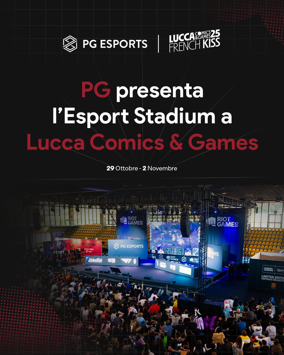 PGEsportsIT's tweet photo. 🔥Ci siamo.
Arriva l’Esports Stadium a Lucca Comics &amp; Games.
Tornei, free to play area, chill zone (con bubble tea, ovvio) e ospiti che non hanno bisogno di presentazioni.

Se vivi di esports, sai già dove venire.

📆Dal 29 Ottobre al 2 Novembre https://t.co/k4u0LXHhI5