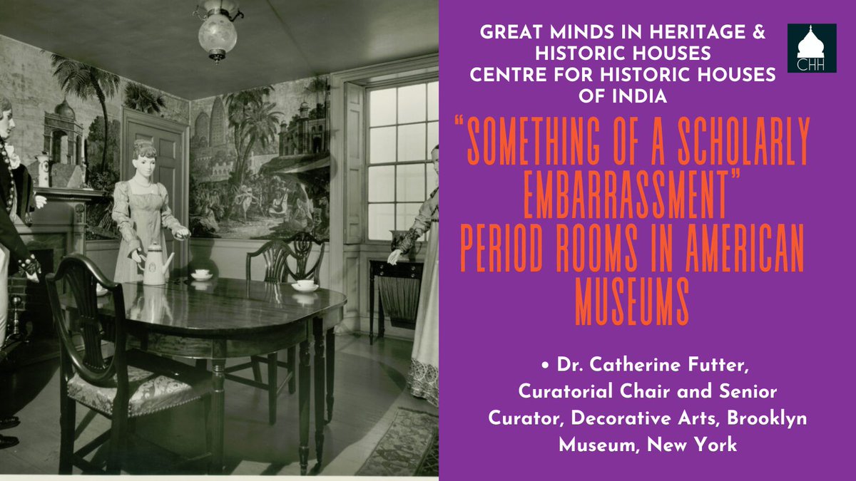 “Something of a scholarly embarrassment”: Join Catherine Futter, Curatorial Chair &amp; Sr. Curator of Decorative Arts at the Brooklyn Museum, for a talk on the curious history and modern relevance of period rooms in American museums. zoom.us/webinar/regist…