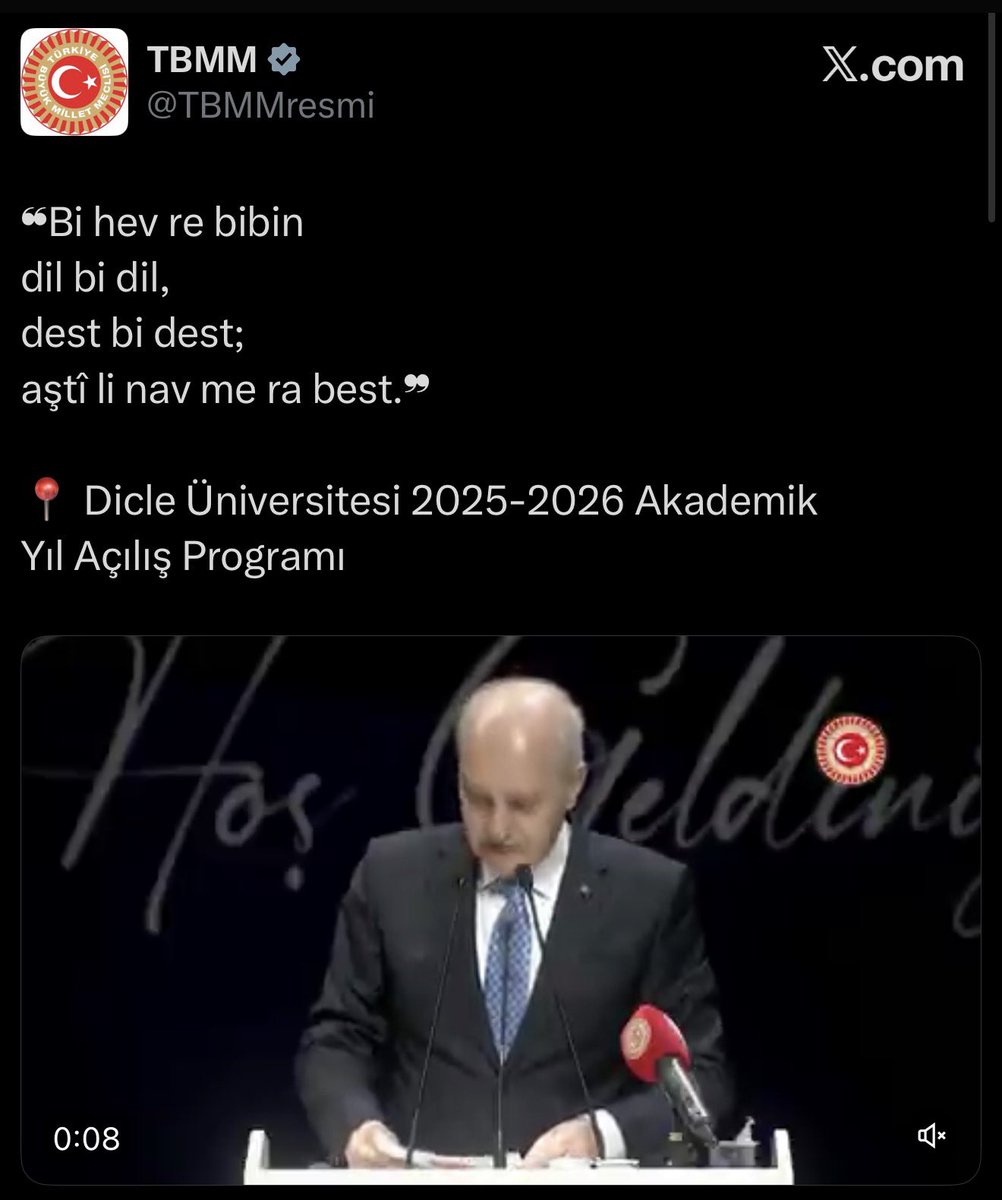 Çözüm süreciyle ilgili bugün yaşanan gelişmeler:

• PKK ter*r örgtü lideri Abdullah Öcalan, ‘Umut Hakkı’ açıklaması yaptı

• TBMM Başkanı Numan Kurtulmuş, Kürtçe şiir okudu

• Okuduğu Kürtçe şiir TBMM resmi sayfasında paylaşıldı.