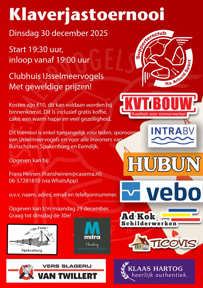 U kunt zich weer opgeven