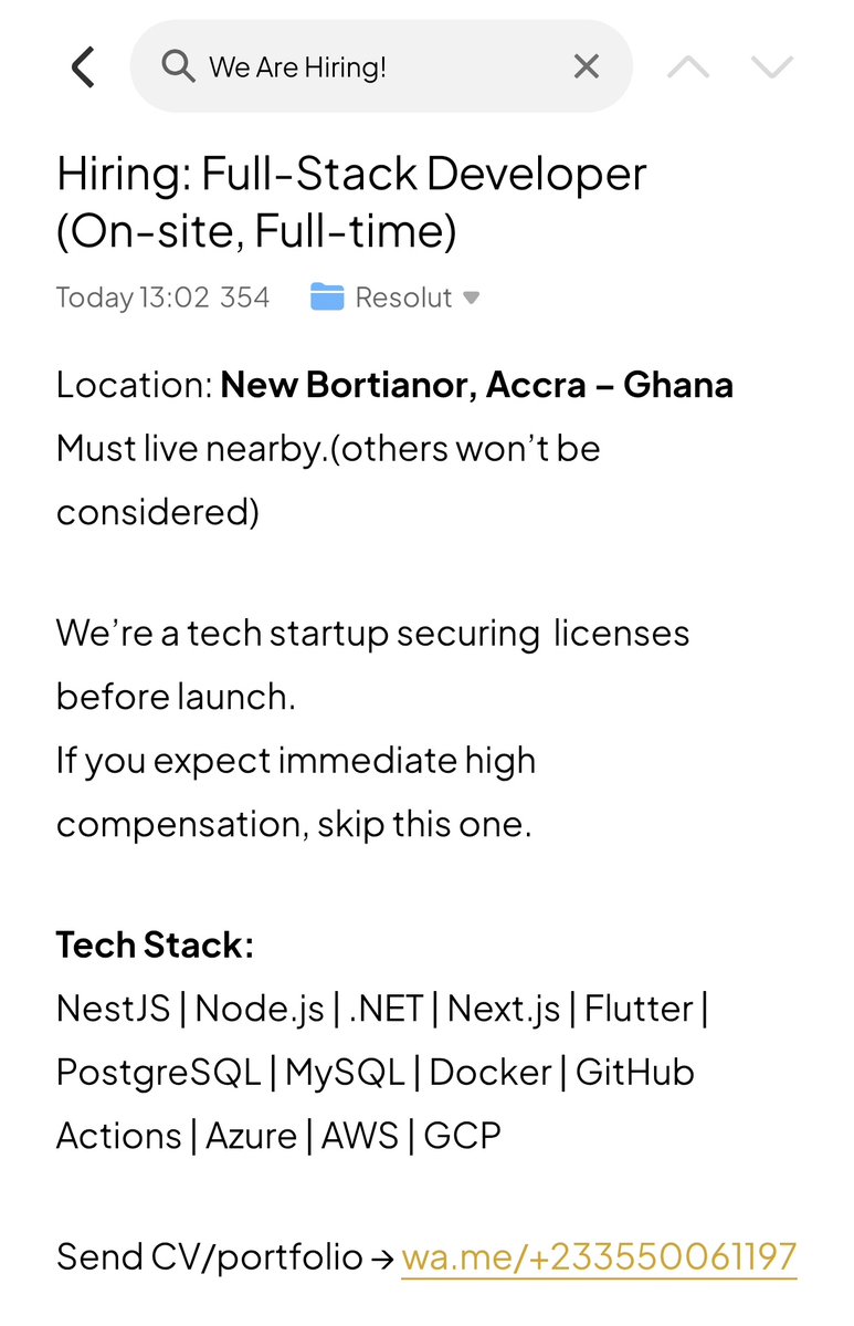 nana_vybes's tweet image. Hiring: Full-Stack Developer (On-site, Full-time)

Send CV/portfolio → wa.me/+233550061197