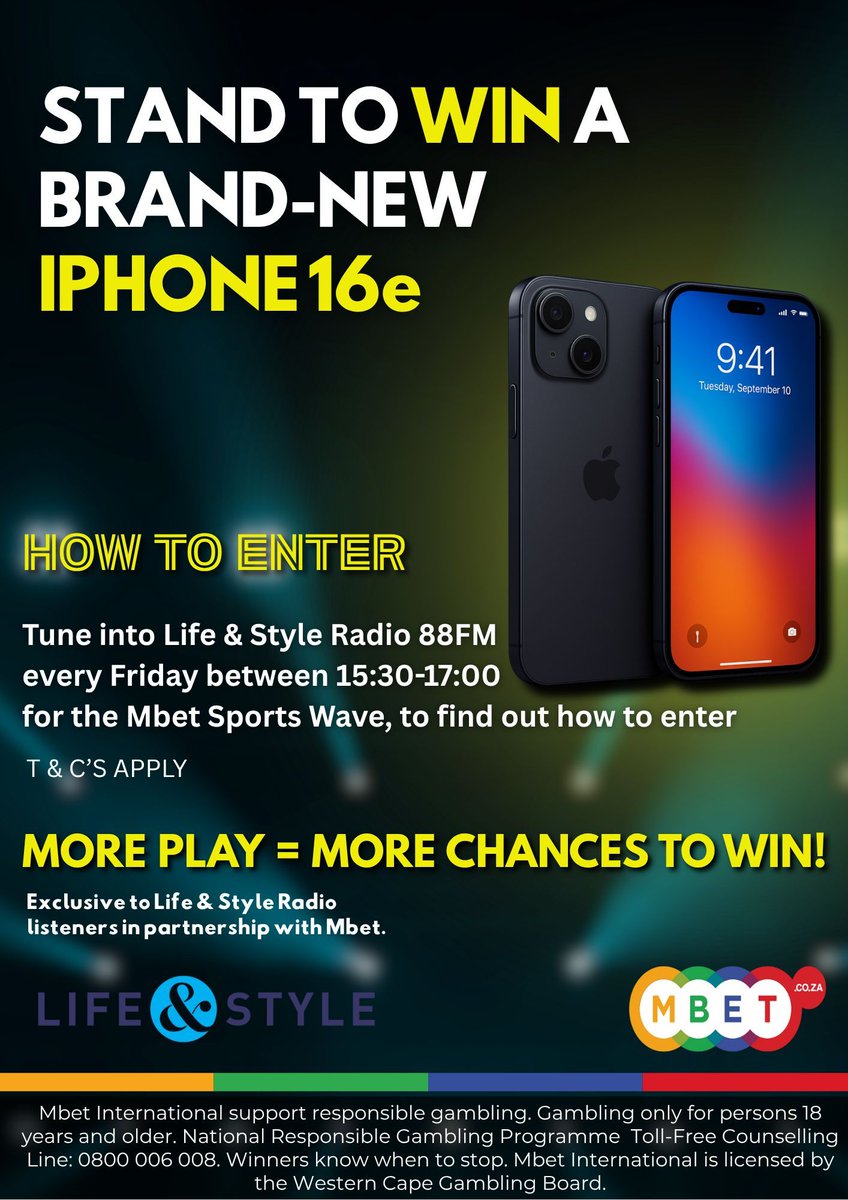 MBet_Bet_On_It's tweet image. 🎙️ Ride the MBET Sports Wave!
Catch us LIVE every Friday, 4:45PM on Life &amp;amp; Style 88FM for:
Our Stand a Chance to Win an Iphone Competition🔥 

Tune in. Win more. buff.ly/ZJBdcRS 

#MBET #SportsWave #LiveRadio #SpinaWena 🌊