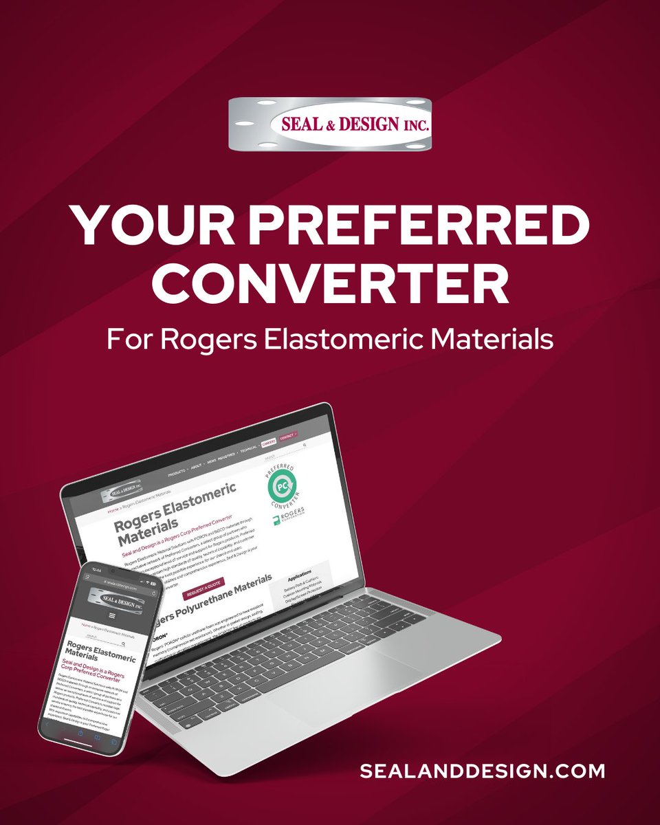 Your preferred converter for Rogers elastomeric materials.

Seal &amp; Design offers PORON® foams, BISCO® silicones, and more—built for battery pads, electrical insulation, EMI shielding, and EV applications.

See our offerings: hubs.li/Q03KwHLP0

 #RelyonRogers