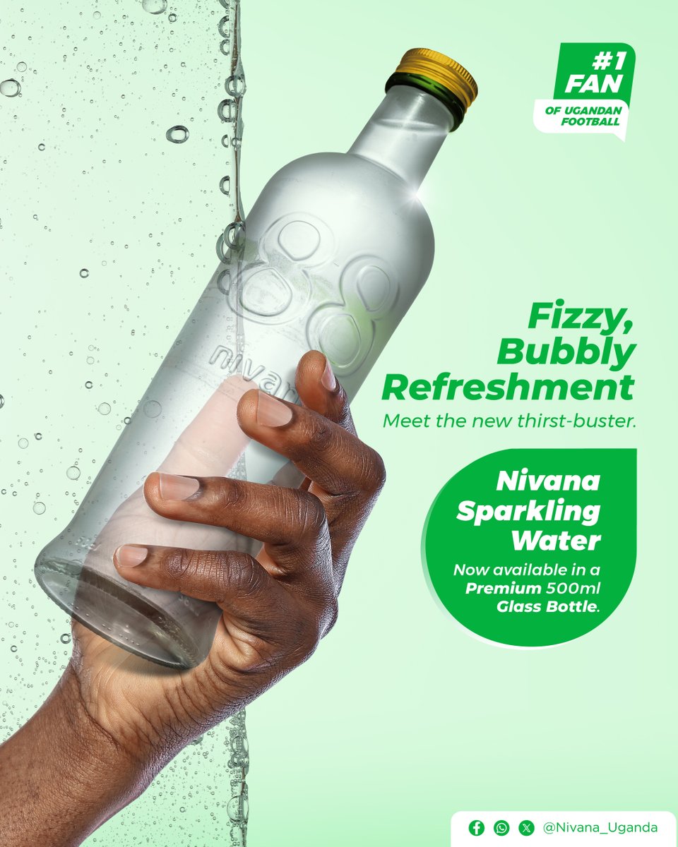 Nivana_Uganda's tweet photo. Uganda, your sparkle is here. 💧

Introducing Nivana Sparkling Water now in a premium 500ml glass bottle.

Fresh. Fizzy. Purely Ugandan.

#NivanaSparklingWater
#RefreshWithNivana https://t.co/brURgUntRM