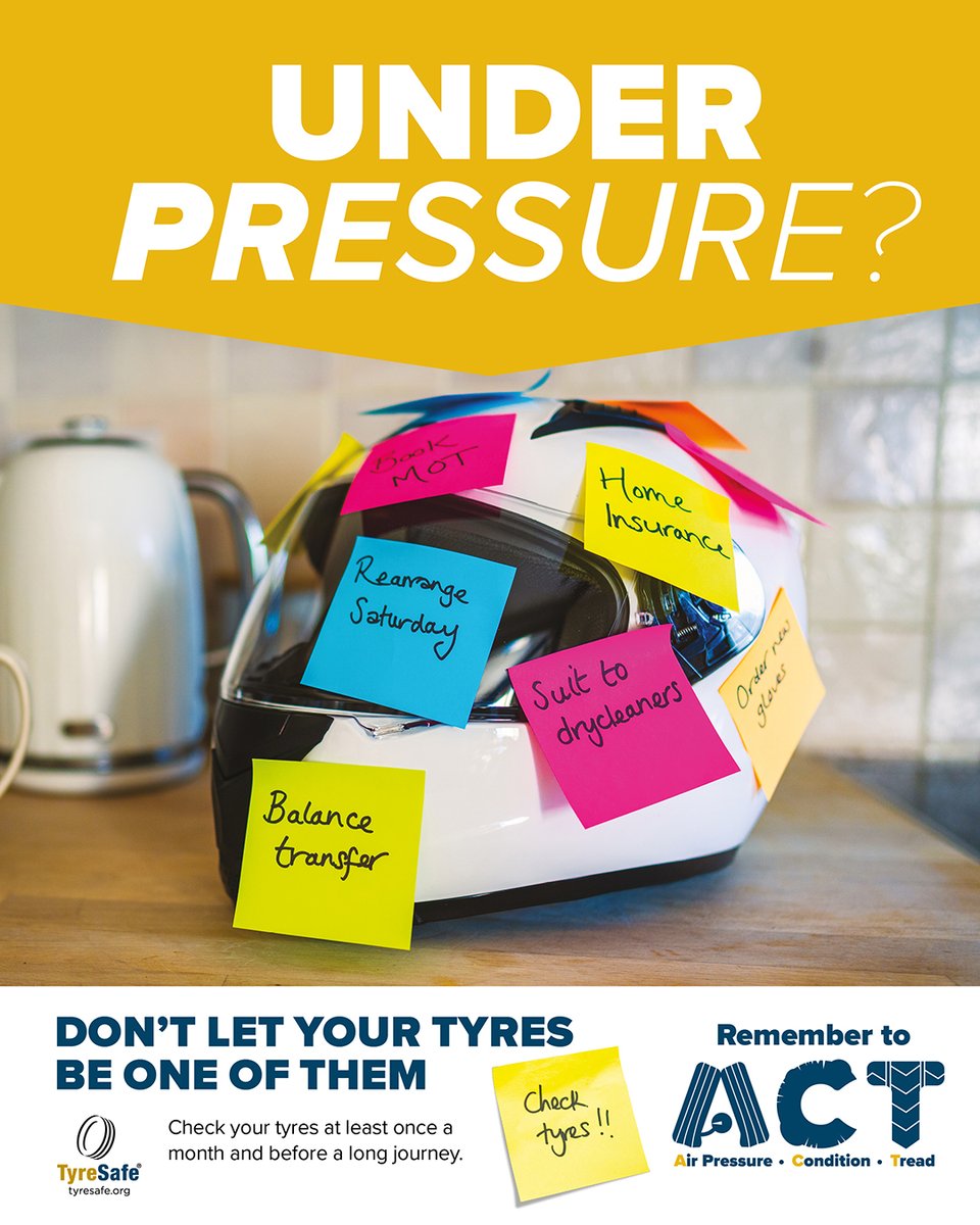 You trust your bike to handle the road. Trust your tyres to handle the pressure. Make sure they are correctly inflated for your bike's weight and load. #TSM #TyreSafetyMonth #UnderPressure