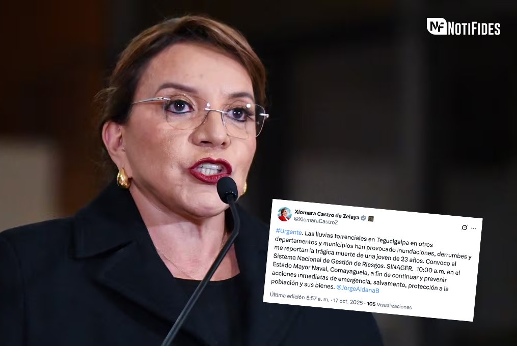 🔴 #NoticiaUrgente | La Presidenta Xiomara Castro convoca a SINAGER desde las 10 de la mañana para estar prevenir acciones inmediatas de emergencia, salvamento, protección a la población y sus bienes.

📺 #Notifides | "Fomentamos una cultura de paz"