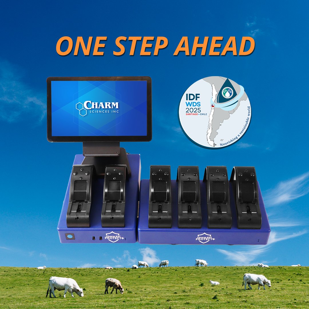 Charm will be at the IDF World Dairy Summit, Oct 20–23, in Santiago, Chile. Visit stand #B5. Discover the NEW Charm EZ Protect+ System: protection for antibiotic testing that increases scalability and optimizes efficiency at point-of-receipt running up to 6 tests simultaneously!