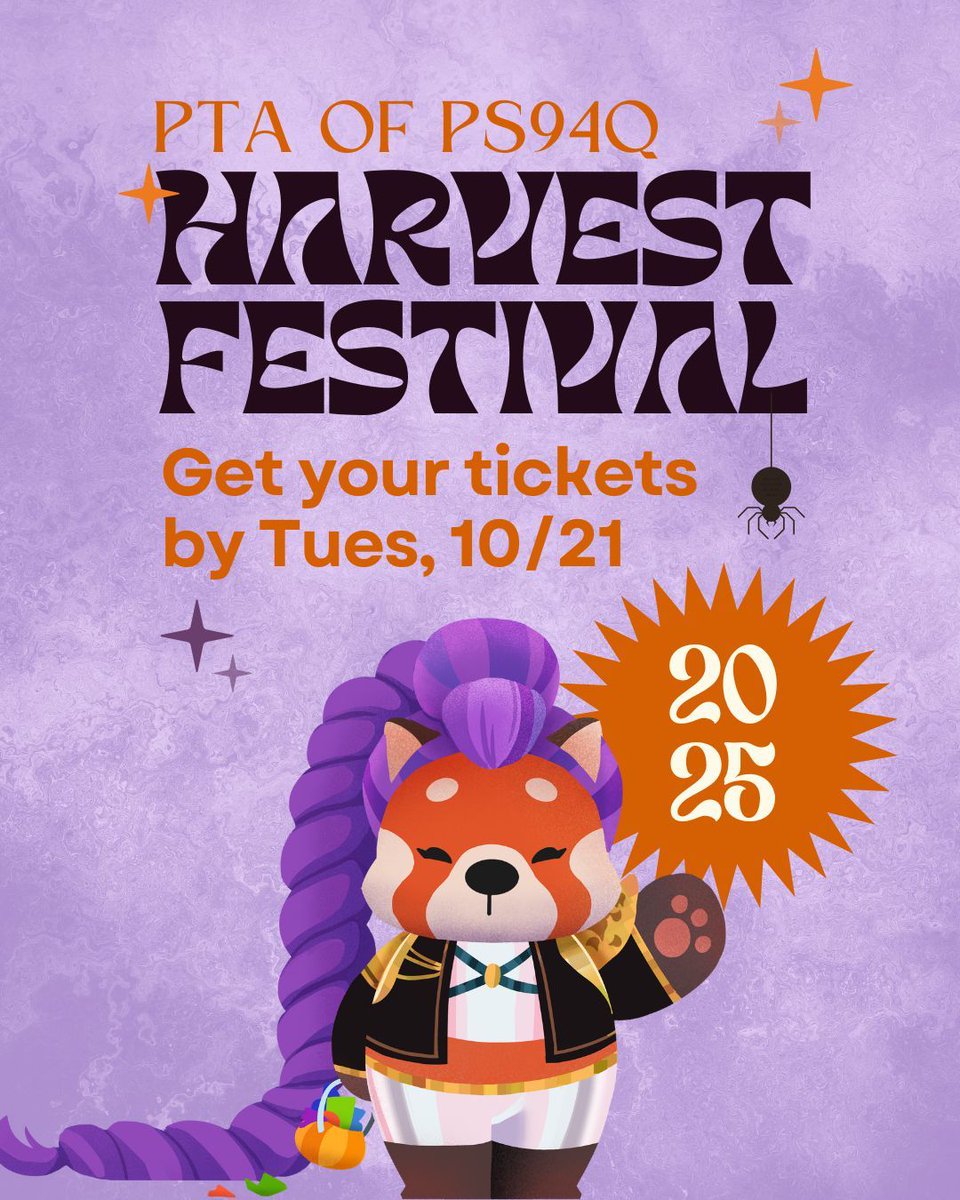 LAST CALL for Harvest Festival pre-sale tickets! Order yours by Tuesday, 10/21 and skip the ticket line. We can't wait to see you for our biggest fundraiser of the year! 

<a href="/PS94DavidPorter/">PS94 David D Porter</a> <a href="/94QDavidDPorter/">Laura Avakians</a>