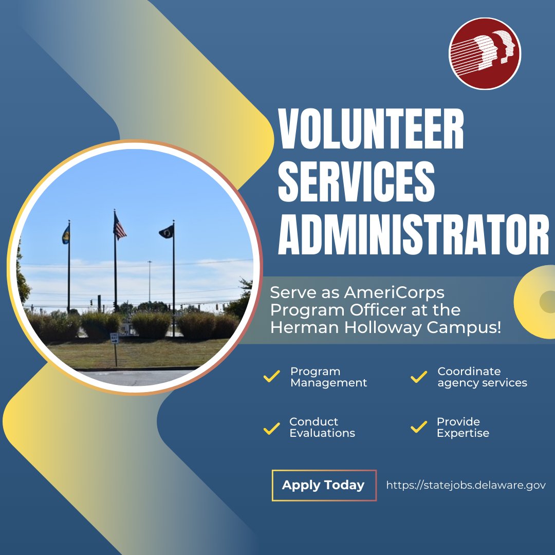 📣Exciting Opportunity within DHSS!📣

Do you have recruitment experience with volunteers? Are you passionate on managing programs that support communities and those in need?🤝🔄
Then the role of Volunteer Services Administrator is for you!

Apply Today!🌟
jobapscloud.com/DE/?Keyword=Vo…