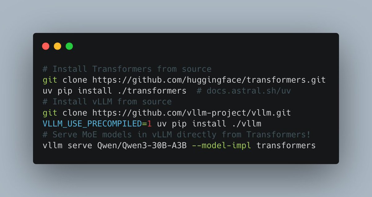 hmellor_'s tweet image. It's not as exciting as BERT support... but the @huggingface Transformers backend for @vllm_project now supports mixture-of-expert (MoE) models at full speed! 🚀
Install both packages from source and take it for a spin!