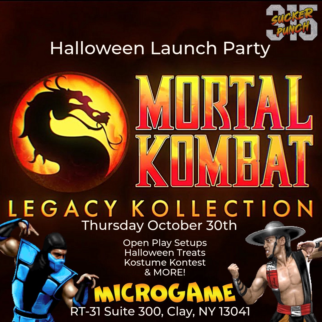 Step into the arena for an evening of brutal fun! Thurs. Oct. 30th celebrate the launch of The Mortal Kombat Legacy Kollection with some spooky vibes, classic matchups, &amp; Halloween flair! Microgame (Clay, NY) starting 4:30pm! #cny #SyracuseNY #fgc #mortalkombat