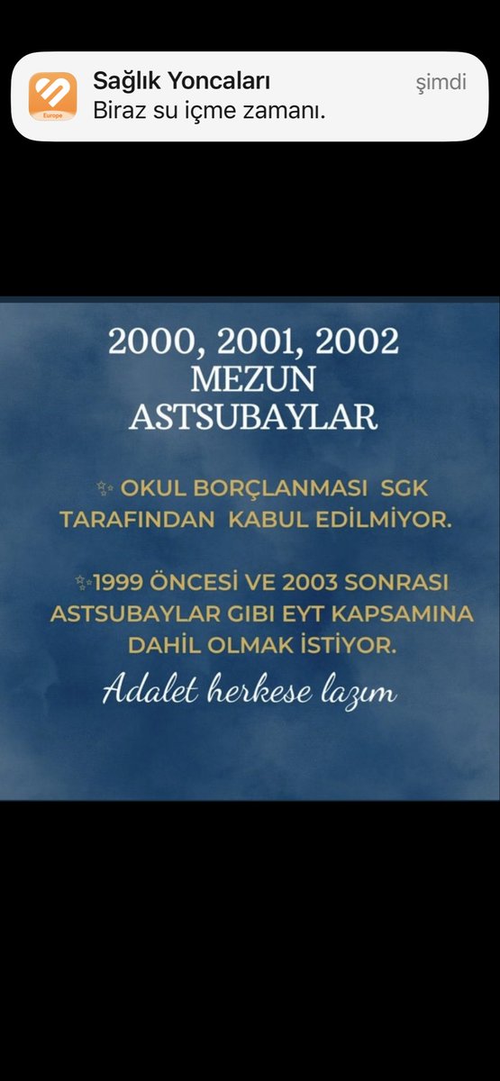 AhmetDinckol01's tweet photo. @eylmz3503 @tcsavunma Sivil Okul Borçlanması nedeniyle SOSYAL GÜVENLİK KURUMU (SGK) tarafından haksızca mağdur edilen 2000, 2001 ve 2002 DEVRESİ ASTSUBAYLAR  olarak;
Emekli ve Muvazzaf tüm Astsubaylarımızın  Gününü kutluyoruz...
#ÜniformalıSGKmağdurları https://t.co/V6lZbW7ZXM