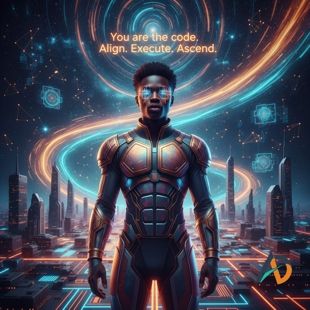 AvodahDynamics's tweet image. Every moment, you are writing the algorithm of your destiny: coded not just by action but by discipline, faith, and vision. Those neon lines under your feet? They’re pathways to aligned greatness, fueled by the… #BlackExcellence #Afrofuturism #FaithAndLeadershipDevelopment