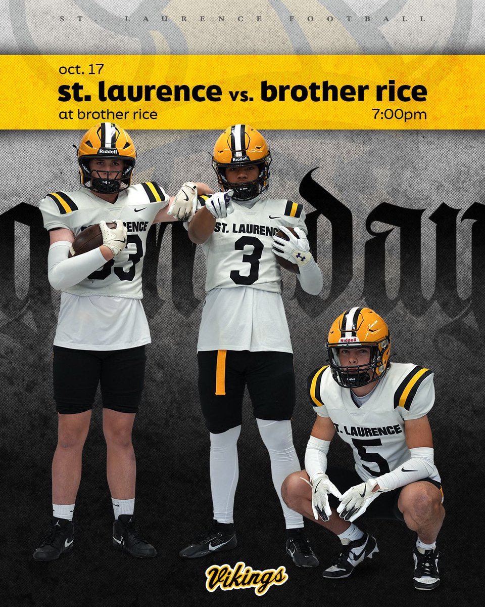 STLVikingFB's tweet image. GAME DAY, VIKING FANS! #DTG 

📍Brother Rice HS
⏰ 7pm
⚔️ Brother Rice Crusaders