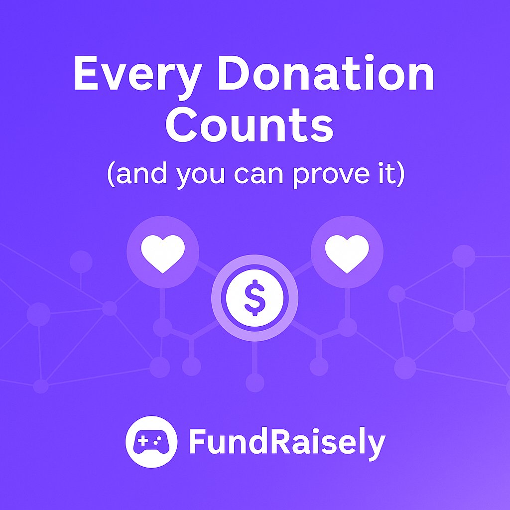 💜 Every donation counts — and now you can prove it.

Fundraisely records every contribution on-chain, so supporters can see exactly how their donations make a difference.

Proof of impact, not promises.

#Fundraisely #ProofOfImpact #TransparentGiving #CharityEvents