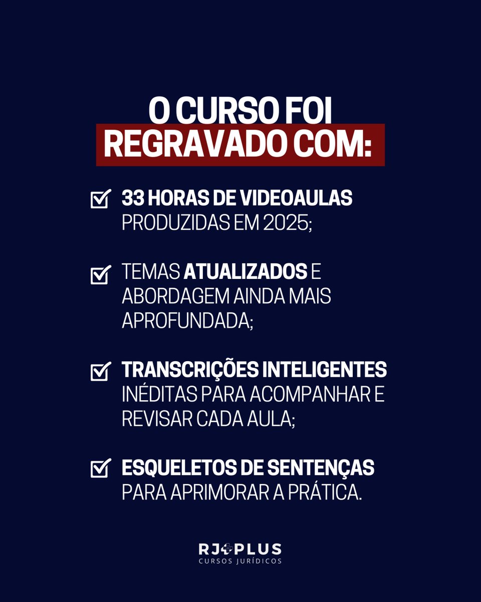 Rjpluscursos's tweet image. 🚨 NOVO Curso do RJ Plus de Sentença Cível com Daniel Carnacchioni!

+33h de aulas, conteúdo aprofundado, atualizado e foco total na Magistratura.

🎯 Garanta sua vaga: rjplus.com.br/curso-de-sente…

#Concursos #SentençaCível #Magistratura