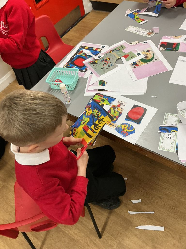 "Reception artists snip with care, crafting collages inspired by Joan Miró’s playful shapes. Exploring colour, texture &amp; imagination — pure EYFS magic! ✂️🎨 #EarlyYearsArt #EYFS #ReceptionClass"