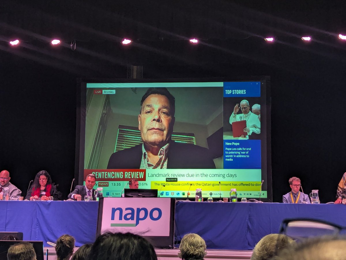 TeamFeasey's tweet photo. Prior to General Secretary Address, Ian highlighting the work going on regarding the Sentence Review.  Will this review save probation? https://t.co/qqRnGHOZtb