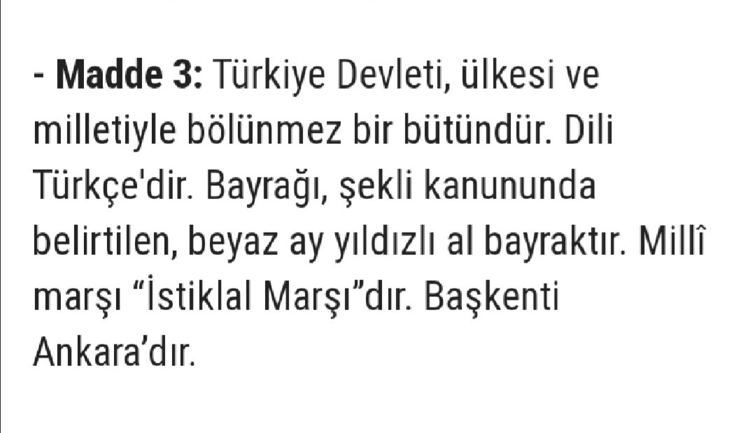 <a href="/TBMMresmi/">TBMM</a> Türkiye Cumhuriyeti Devleti'nin resmi dili Türkçe'dir.
TBMM'nin resmi X hesabından bu paylaşımın yapılmasının amacı nedir?
Anayasa'nın değiştirilemez ilk dört maddesinin 3.maddesini ne çabuk unuttunuz?