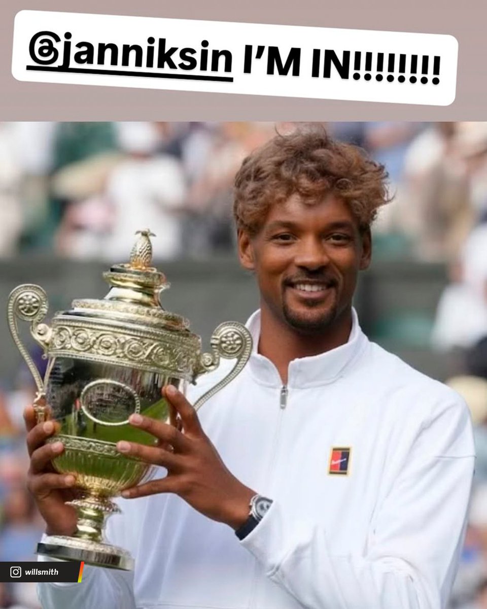 Un crossover épico ✨🎬 

📽️ En la previa del #SixKingsSlam, a Sinner le consultaron: "¿Qué actor de Hollywood interpretaría una película sobre ti? ¿Si hubiese una película sobre ti?"

El italiano respondió: "Vamos con Will Smith. ¿Por qué no?".

😂 La respuesta del actor no