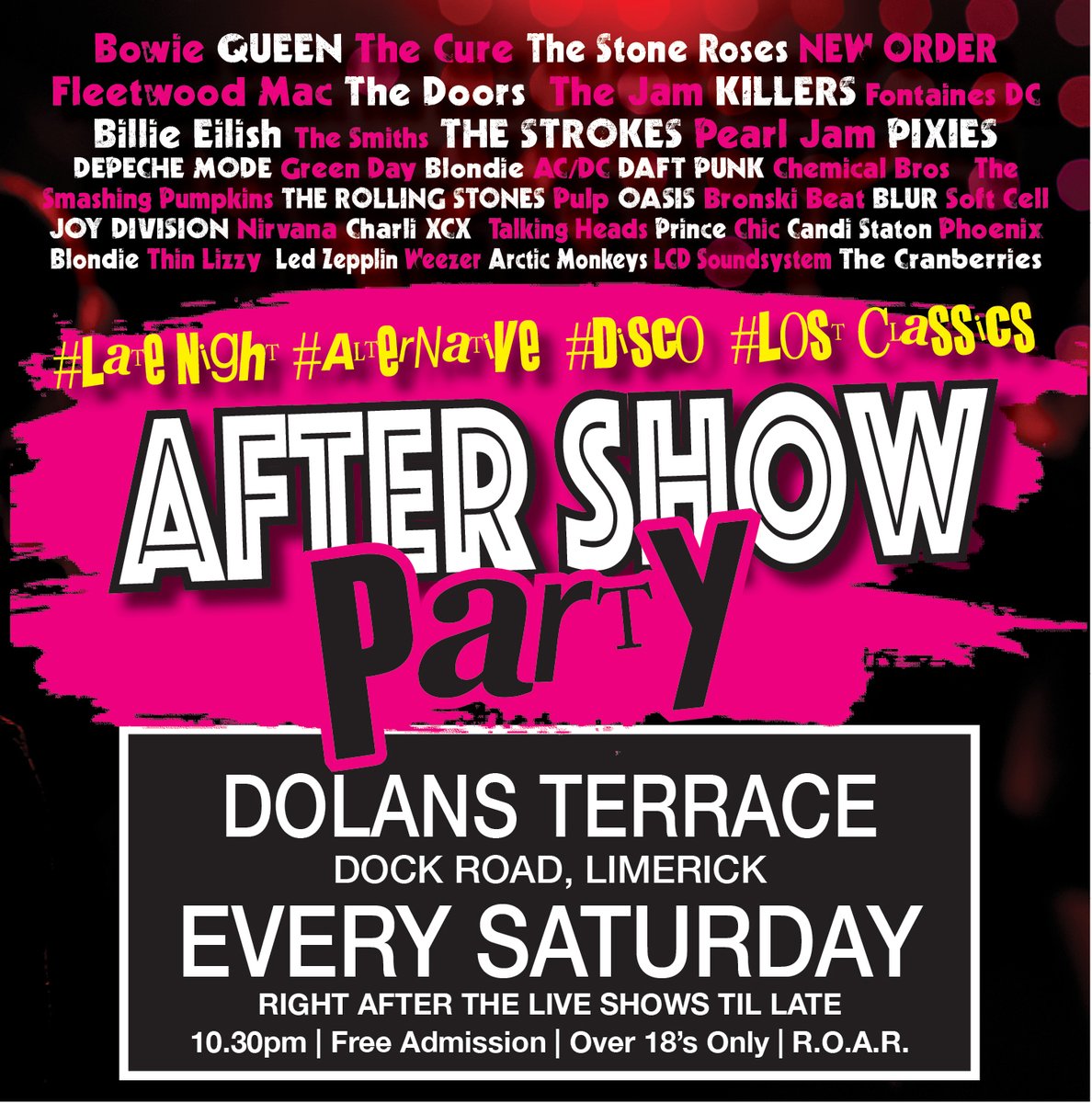musiclimerick's tweet image. back on Dolans Terrace @mydolans  for the After Show Party THIS SATURDAY October 18 right after the live shows from @qweenbandire &amp;amp; #PaulWeller Experience - #disco #alternative #indie &amp;amp;  some #TheHumanLeague (playing Riverfest 2026) #djEricFitz