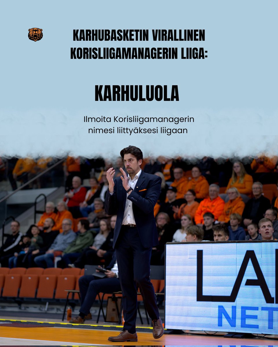 Karhubasketilla on nyt virallinen yksityisliiga Korisliigamanagerissa: Karhuluola.

Ilmoita meille nimesi Korisliigamanagerissa, jotta voimme kutsua sinut liigaan.

Nimen voi ilmoittaa yksityisviestillä tai vaikkapa sähköpostilla some at karhubasket piste fi.

#korisliiga
