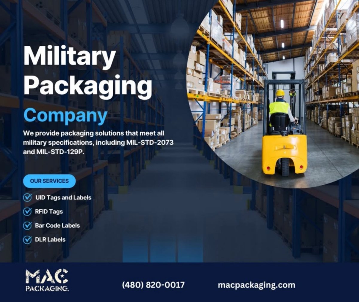 Find virtually every packaging material necessary for your military packaging duties. We specialize in mil spec packaging and all types of industrial packaging, shipping, labels, foam packaging, and storage products.

macpackaging.com/military-speci…

#military #milspec #packagingdesign