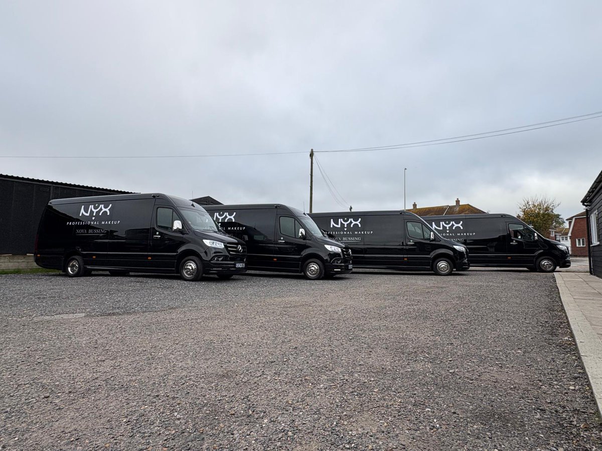 NovaBussing's tweet image. 4 of our luxury minibuses were branded for NYX PROFESSIONAL MAKEUP
Guests traveled in style to the event, thanks to our tailored fleet solutions.
📧 info@novabussing.com | 📞 0800 6444 118
#LuxuryTransport #VIPTransport #EventTransport #VehicleBranding #PromotionalTour