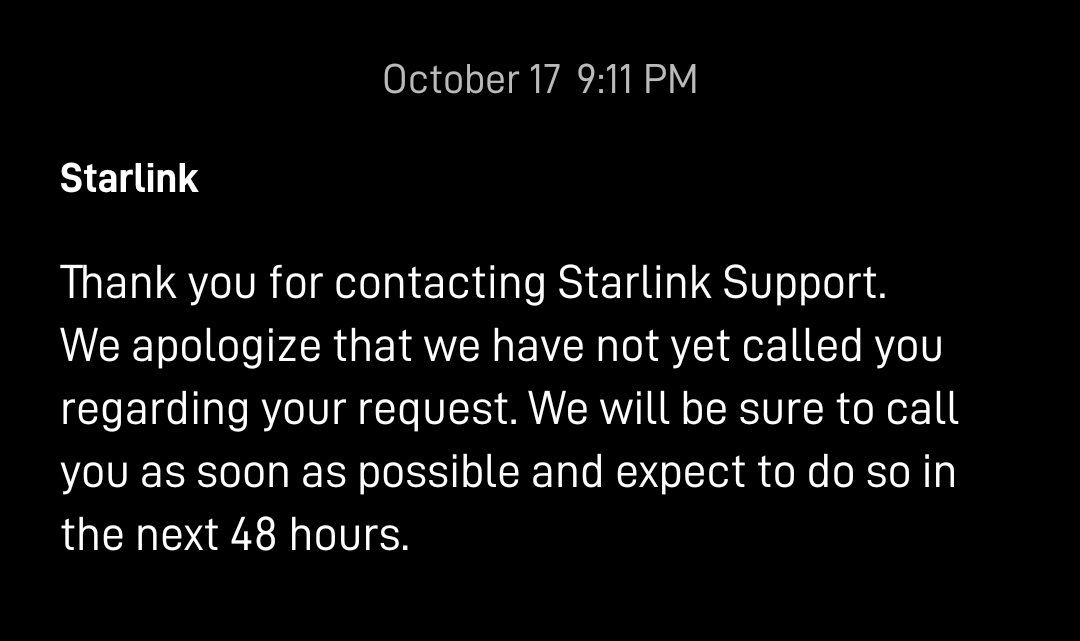 72h ago I opened a support ticket because my device is not working. These are the only replies I got.

<a href="/elonmusk/">Elon Musk</a> <a href="/Starlink/">Starlink</a> what's going on?